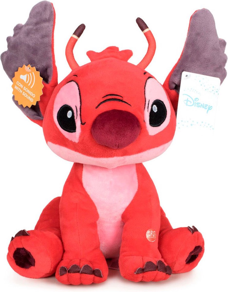 Leroy - Disney Lilo & Stitch Pluche Knuffel (Rood) + Geluid XL 60 cm
